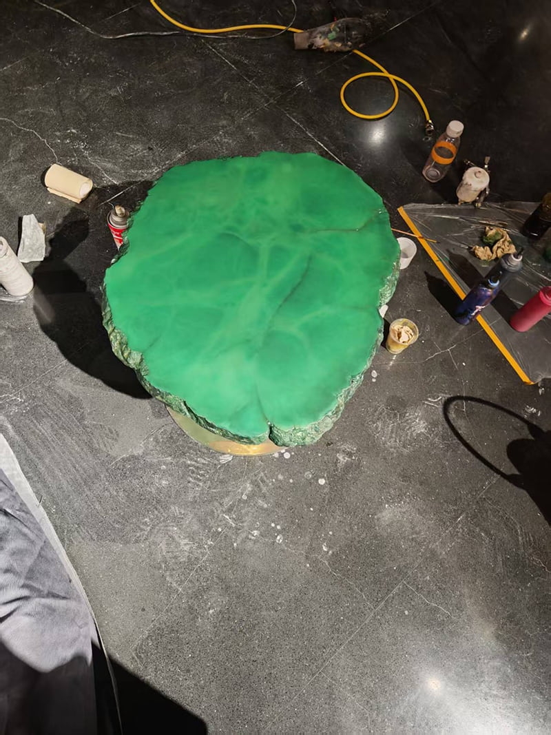 天然绿色莹石质随形奢石台面砂眼与表层磨损缺损修复案例(图3)